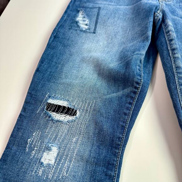 GAP Factory NWT Women's 4 27R Mid Rise Distressed Blue Stretch Jeggings - Picture 7 of 10